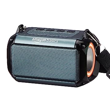 AmazonBasics Bluetooth 9W Speaker, with TWS Function, Powerful Bass, BT 5.1, MicroSD Card Slot, RGB Lights, AUX Input, USB Support, and in-Built Noise Cancelling Mic (Grey)