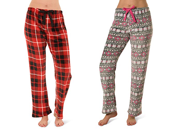 Totally Pink Women's Warm and Cozy Plush Pajama Bottoms/Lounge Pants Signal and Two Pack