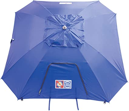 Rio Brands Beach 9' Outdoor Total Sun Block Extreme Shade Umbrella and Sun Shelter - Blue (ETSB9-28-1)