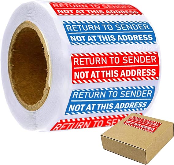 Return to Sender Not at This Address Stickers 1x3 Inch - Self Adhesive Transport Cargo Sticker Address Reminder Label for Small Business Envelop Box Cartons Shipping Stickers 500 Pcs