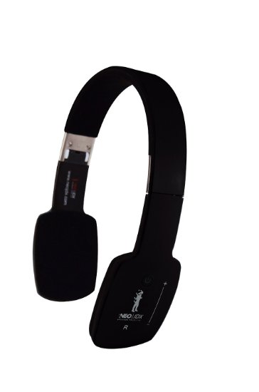 Wireless Bluetooth Stereo Headphones with Built-In Microphone - Connects to 2 Devices - NeoJDX - Black