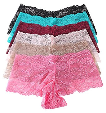 Mamia Women's Sexy Lace Hiphugging Boyshort or Bikini Panties 6pk