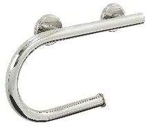 GBS Toilet Paper Holder Grab Bar - Designer Series/Left Hand/Slip Prevention and Mobility Aid/Polished Chrome