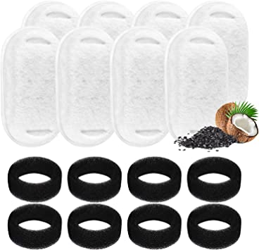 8 Pack Cat Water Fountain Filters with 8 Sponges, Pet Replacement Filters for Stainless Steel 108oz/3L, 67oz/2L Pet Fountain