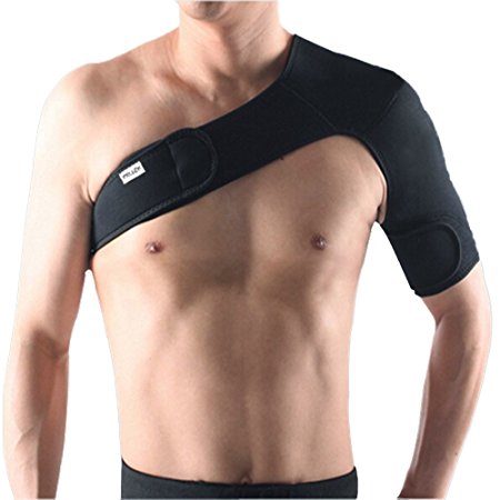 Pellor Black Stretch Single Shoulder Support Brace Strap Wrap Belt Band Pad