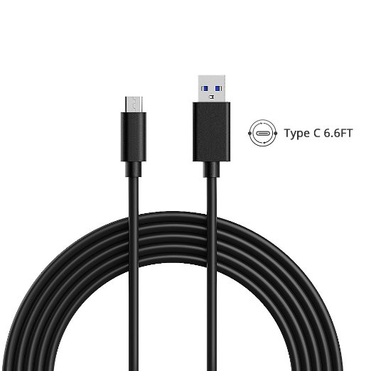Patec Type C Cable, USB3.1 Type-C to Standard USB 3.0 Charging Cable Data Cable for MacBook 12inch 2015, Nokia N1, One plus 2 and Other Type-C Devices (6.6ft/2m, Black)