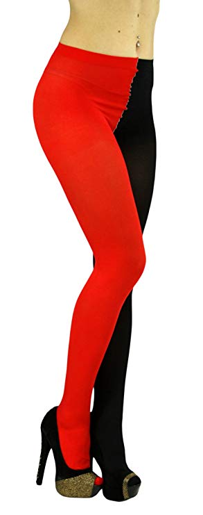 ToBeInStyle Women's Two Toned Jester Tights W/Reinforced Toe