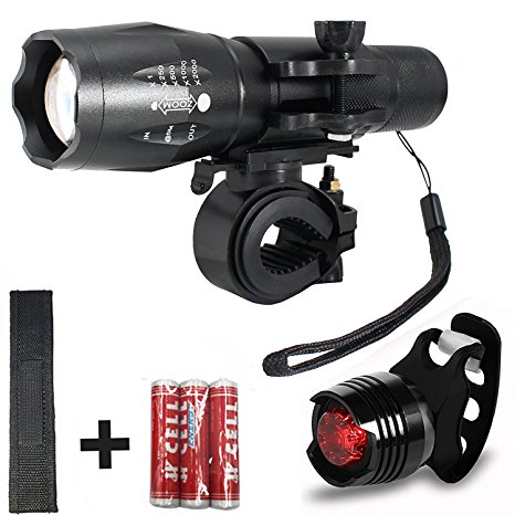 FOURCHEN New Bike Lights, Super Bright Mountain Bike light set, Cree XML T6 Lamp 1000 Lumens - bicycle Lights for Road Safety / 5 Light Modes, LED bike light, front bike light with Back Tail lights