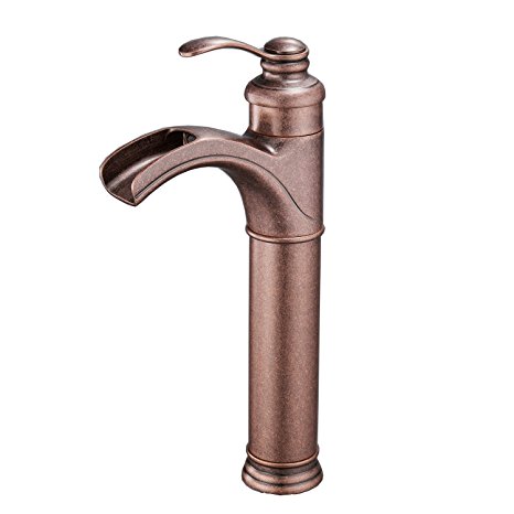 Aquafaucet Waterfall Bathroom Sink Vessel Faucet Antique Brass Bronze Single Handle Lever Hole
