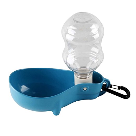 Kisspet Portable foldable pet Dog Cat Water bowl Bottle drinking Dispenser for Travel, outdoor (Blue)