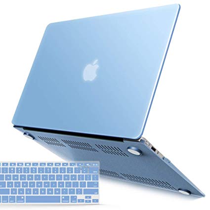 iBenzer MacBook Air 13 Inch Case, Soft Touch Hard Case Shell Cover with Keyboard Cover for Apple MacBook Air 13 A1369 1466 NO Touch ID, Airy Blue, MMA13ARBL 1A