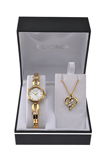 Sekonda Women's Quartz Watch with Mother of Pearl Dial Analogue Display and Gold Alloy Bracelet 4490G.49