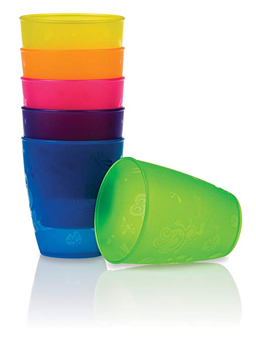 Nuby 4-Pack Fun Drinking Tumblers, 9 Ounce, Colors May Vary