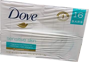 Dove Sensitive Skin Unscented 16-4 OZ Bar Soaps, 64 OZ