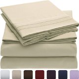 1 Bed Sheet Set - HIGHEST QUALITY Brushed Microfiber 1800 Bedding - Wrinkle Fade Stain Resistant - Hypoallergenic - Mellanni Queen Beige