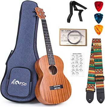 lotmusic Baritone Ukulele 30 Inch Ukelele Mahogany ukulele for Beginer with Gig Bag Strap String Capo Picks