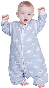 Lictin Baby Sleeping Bag Baby Sleep Sack Split Leg with Removable Sleeves Blue Sky and White Clouds Pattern for Infant Toddler 1-3 Years Old from 75 to 95 cm 100% Organic Cotton(Light Blue)