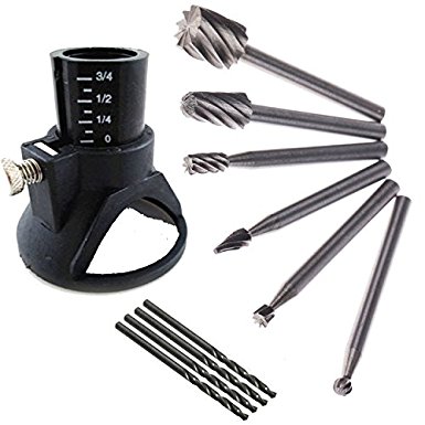 ZFE 6Pcs HSS Wood Milling Burrs   1 Drill Carving Rotary Locator Set Drill Bit, Fits Dremel Proxxon Rotary Tools