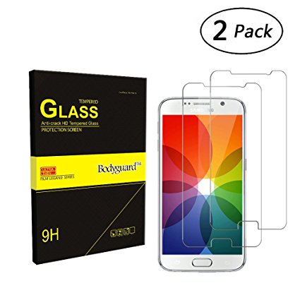 Galaxy S6 Screen Protector - Bodyguard 2Pack [3D Touch Compatible & Anti-Fingerprint]0.3mm Ultra-thin 9H HD Clear Tempered Glass Screen Protector Film for Samsung Galaxy S6,(NOT S6 Edge)