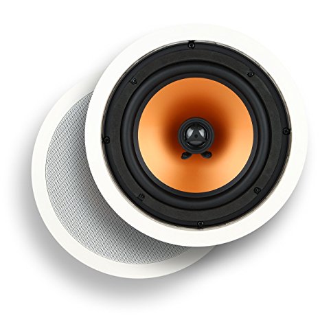 Micca M-8C 8-Inch 2-Way In-Ceiling In-Wall Speaker with Pivoting 1-Inch Silk Dome Tweeter, White