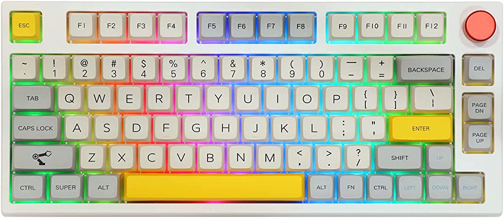 EPOMAKER TH80 Pro 75% Hot Swap RGB 2.4Ghz/Bluetooth 5.0/Wired Mechanical Keyboard with MDA PBT Keycaps, 4000mah Capacity Battery, Knob Control for Windows/Mac(Theory TH80 Pro, Gateron Pro Yellow)