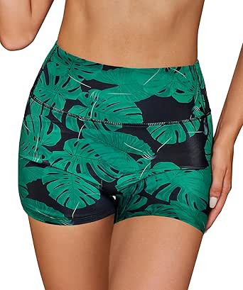 SHEKINI Women's Swim Shorts High Waisted Bathing Suit Bottoms Quick Dry Swimsuit Board Shorts