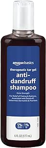 Amazon Basics Therapeutic Plus Tar Gel Anti-Dandruff Shampoo Extra Strength 1% Coal Tar, 6 Fl Oz, Pack of 1