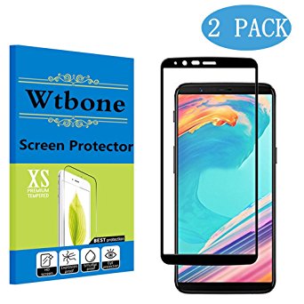 Black - [2 Pack] Oneplus 5T Screen Protector, Wtbone [0.3mm, 2.5D] [Bubble-Free] [9H Hardness] [Easy Installation] [HD Clear] Tempered Glass Screen Protector for Oneplus 5T