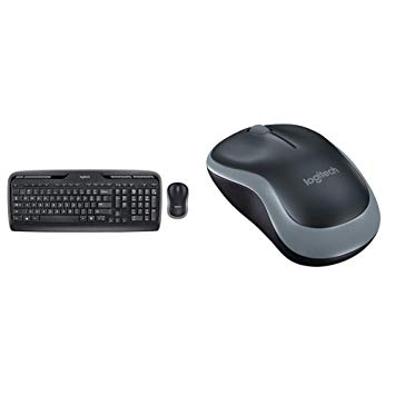 Logitech MK330 Wireless Combo Keyboard and Mouse, USB, Long Battery Life, Compatible - Black   Wireless Mouse for Windows, Mac and Linux - Grey