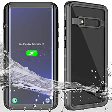Galaxy S10 Waterproof case, Shockproof, dustproof, Snowproof, Built-in Screen Protector, Compatible with Fingerprint ID, Suitable for Samsung Galaxy S10 6.1 inches (Black)