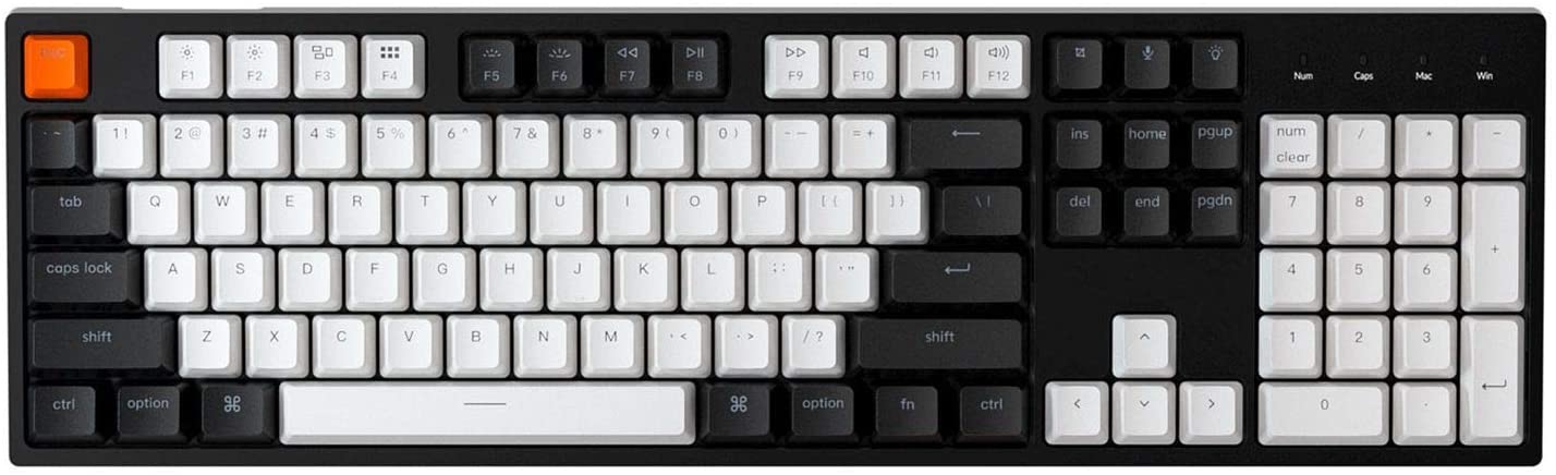 Keychron C2 Full Size Wired Mechanical Keyboard for Mac, Hot-swappable, Gateron Red Switch, White Backlight, 104 Keys Double Shot ABS keycaps Gaming Keyboard for Windows,Type-C Braid Cable