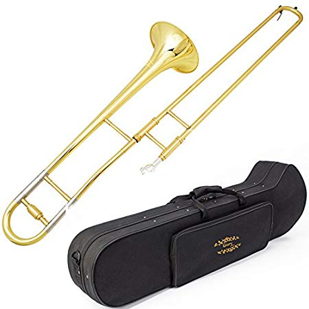 Glory GTD-2 B Flat Brass Trombone with Case & 12C Mouthpiece ,Gold Finished ,Alto Trombone
