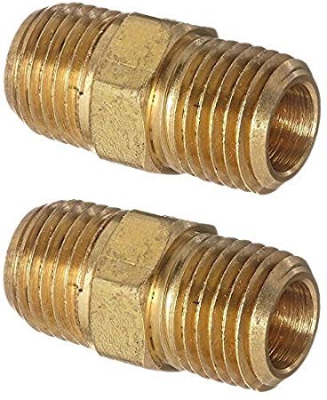 Anderson Metals 56122 Brass Pipe Fitting, Hex Nipple, 1/4" x 1/4" NPT Male Pipe (.2 PACK)