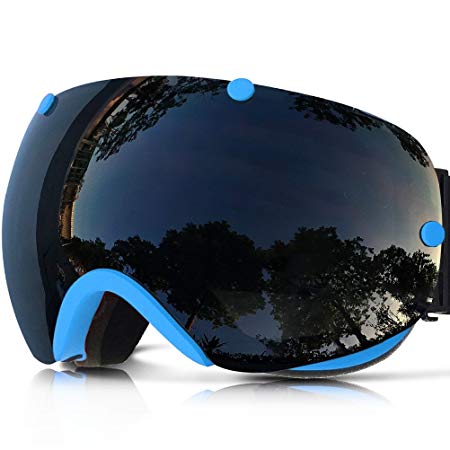 IceHacker Ski Goggles with Detachable Dual layer Lens Anti-fog UV Protection