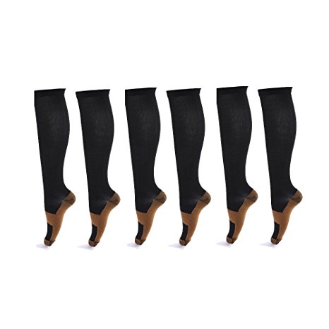 6 Pairs Graduated Compression Socks (15-20mmHg) For Women and Men - Great for Medical, Circulation,& Recovery,Nursing, Travel & Flight Socks - Running & Fitness(large/extra large)