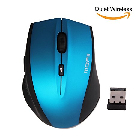 Silent Clickless Wireless Mouse - Quiet Optical Ergonomic Mice with 2.4 GHz Nano USB wireless receiver