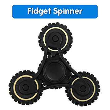 [Figit] 3 Mins Hand Spinner Fidget Toy Stress Relief and Perfect For ADD, ADHD, EDC Spinning Finger Toy figet work Ultra Fast Bearings(Black with Gold Circle)by KOMIWOO