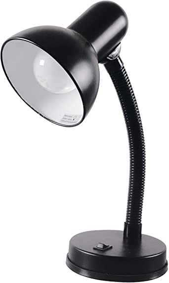 LLOYTRON 35w 'Classic' Flexi Desk Lamp with Versatile Flexible Neck - Integral On/Off Switch - Approx. 34cm Height – L958BK – Black