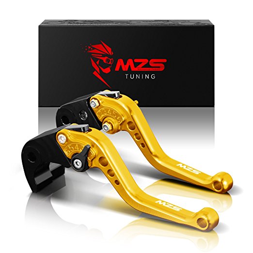 MZS Short Brake Clutch Levers for Yamaha FZ-09/MT-09/SR (Not FJ-09) 2014-2017,XJ6 DIVERSION 2009-2015,XSR 700 ABS/XSR 900 ABS/XV 950 Racer 2016-2017 Gold