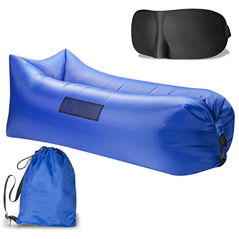 ONEU Inflatable Lounger, Air Hammock with Premium Ripstop Fabric, Air Sofa Portable Beach Lounger with Carry Bag, Inflatable Couch with Sleep Mask Suitable for Indoor and Outdoor Camping Picnics, Beach, Park, Backyard & Music Festivals