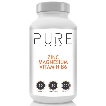 Bodybuilding Warehouse Pure Zinc, Magnesium and Vitamin B6 60 Tablets