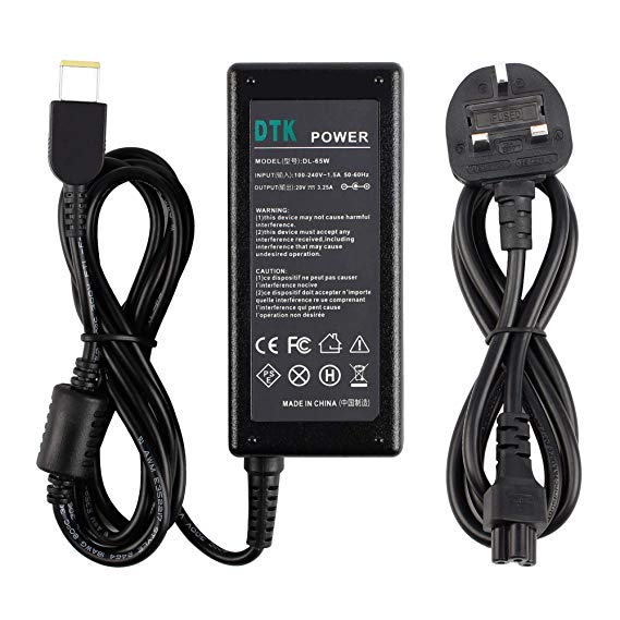 Dtk® Ac Adapter Laptop Computer Charger Notebook Pc Supply Power source for LENOVO Output: 20V 3.25A 65W Power Cord Connector Size: 11mm x 5mm