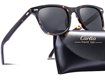 Carfia Wayfarer Polarized Sunglasses for Women Men丨Designer Sunglasses with Case丨100% UV400 Protection