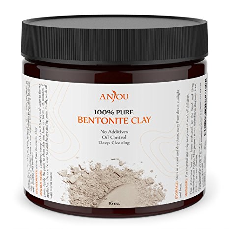 Clay Mask 16oz, Sodium Bentonite Clay Powder, Natural Organic Facial Mask for Oily Skin (Detox, Remove Excessive Oil, Exfoliate, Deep Pore Cleansing)