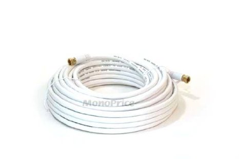 Monoprice 104061 50-Feet RG6 75Ohm Quad Shield CL2 Coaxial Cable with F Type Connector - White