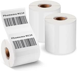 Phomemo M110 Label Printer Paper 1.57"x1.18"(40x30mm) 690 Labels, Multi-Purpose Square Self-Adhesive Label for Phomemo M110/M110S/M120/M200 Label Printer, Black on White