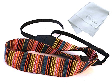 Fotasy VNS Soft Multi-Color Neck Strap & Cleaning Cloth for Canon Fuji Nikon Olympus Panasonic Pentax Sony Cameras