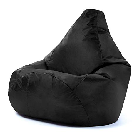 Bean Bag Bazaar High Back Bean Bag Chair - Black, 118cm x 70cm - Water Resistant Garden or Indoor Gamer BeanBag