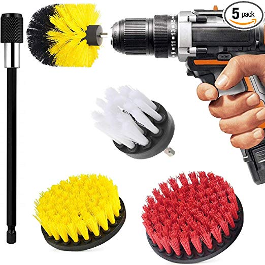 Drill Brush Set Power Scrubber Brush Cleaning - for Kitchen and Bathroom Surfaces Tub, Shower, Tile and Grout All Purpose Power Scrubber Cleaning Kit with 6 inch Drill bit Extension