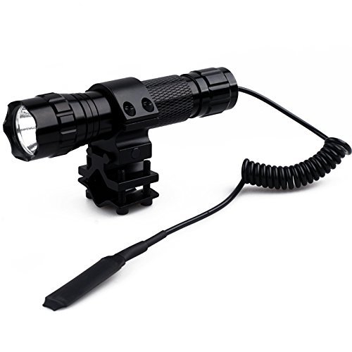 WindFire® Waterproof Cree T6 Led 1000 lm 1 Mode 18650 Battery Tactical Flashlight Torch with Pressure Switch /Tactical Switch and 1 " Barrel Mount for Picatinny Quad Rail Rifle (Battery not included)